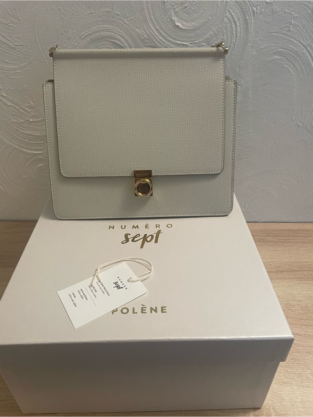 Polène Numéro Sept Bag in Chalk Textured Leather